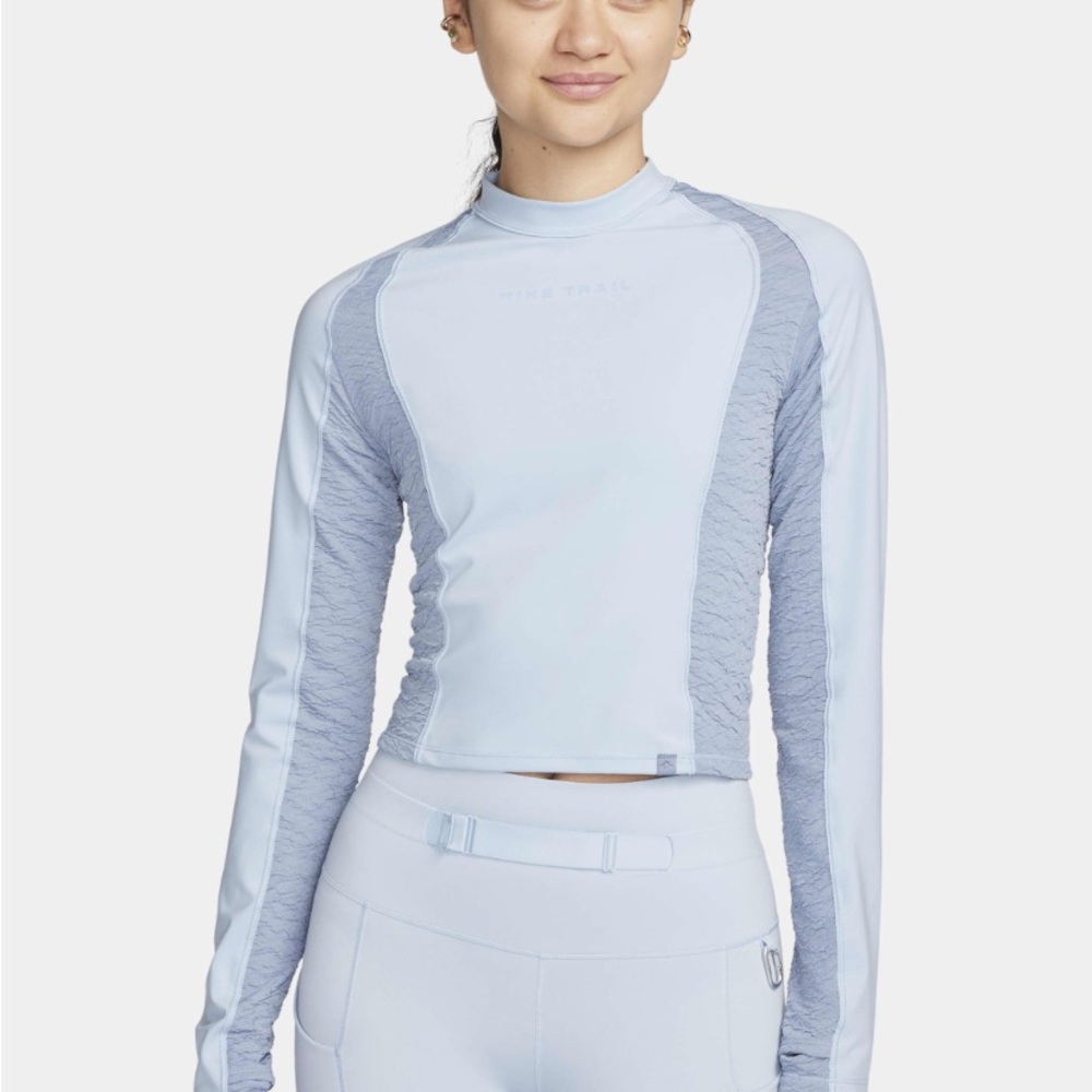 Nike Blue Long Sleeve Fitted Crop Bodysuit